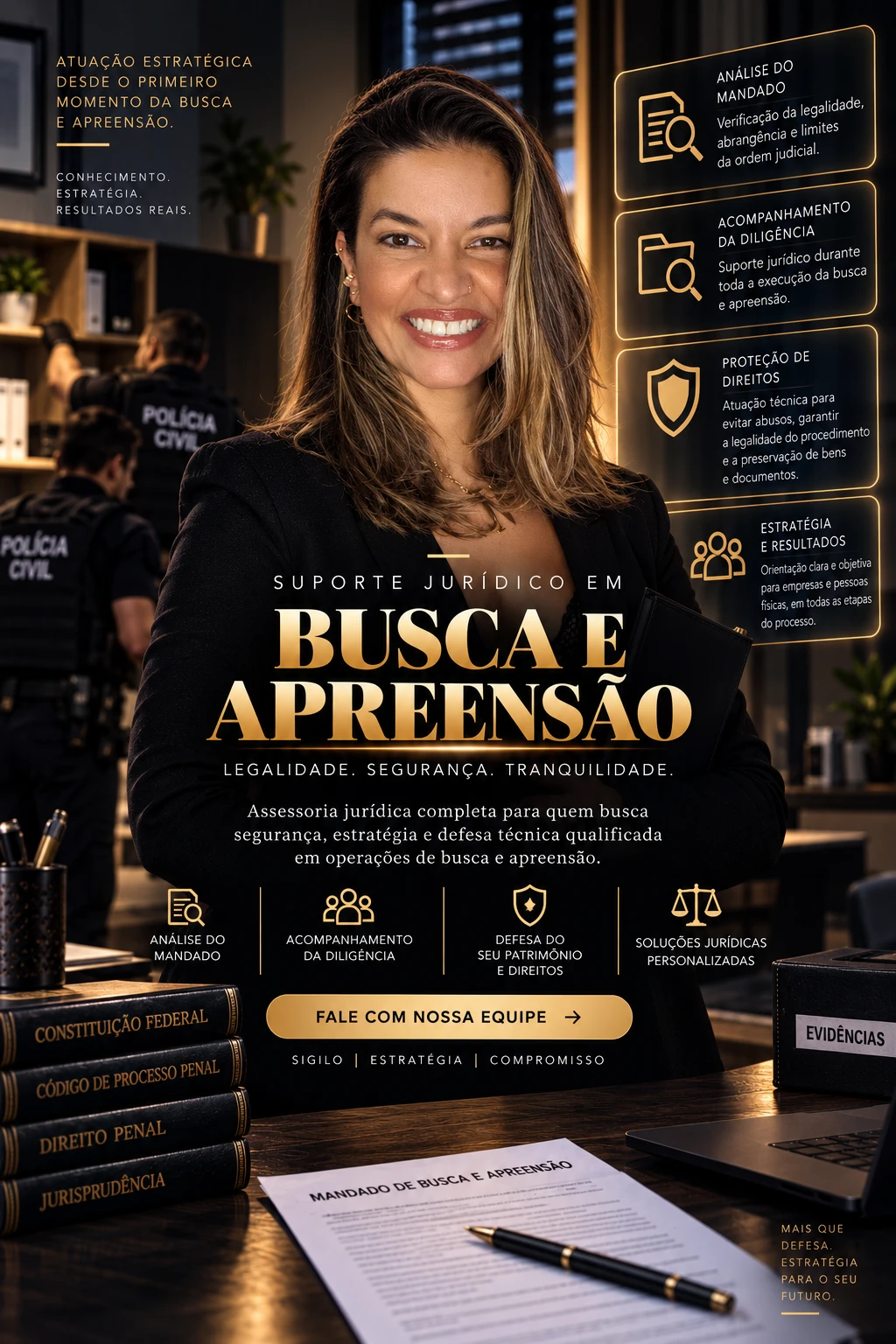 Suporte Jurídico em Busca e Apreensão — Legalidade, segurança, tranquilidade — Dra. Ana Karinne Lira de Oliveira, advogada especialista em direito penal no Rio de Janeiro