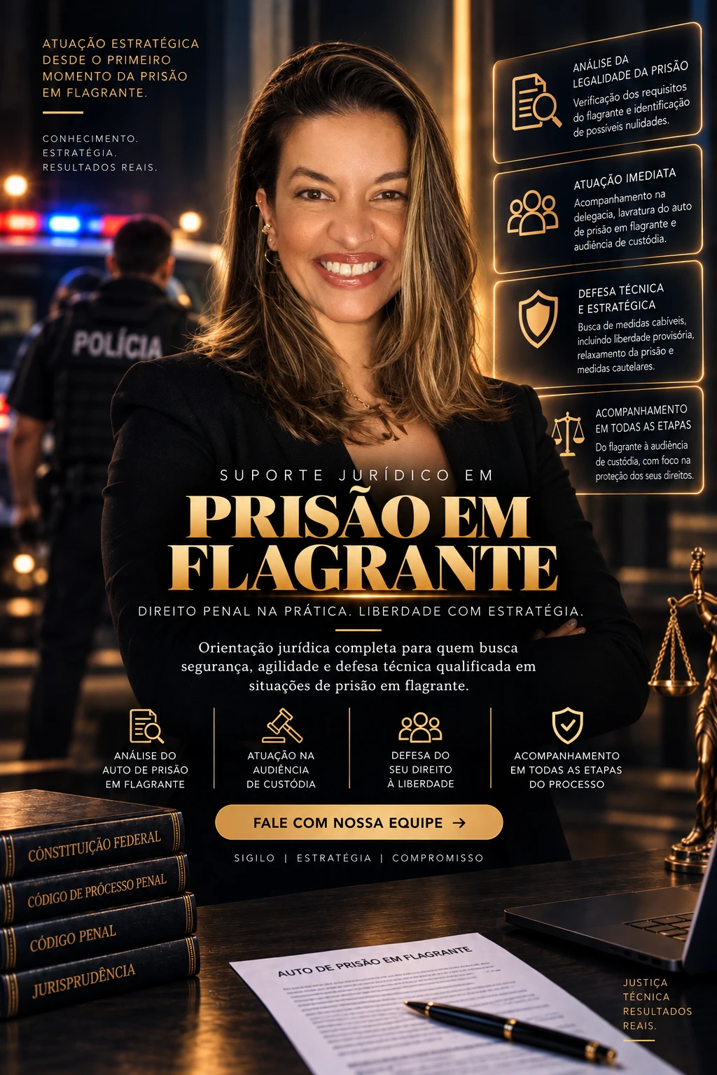 Suporte Jurídico em Prisão em Flagrante — Direito Penal na Prática, Liberdade com Estratégia — Dra. Ana Karinne Lira de Oliveira, advogada especialista em direito penal no Rio de Janeiro